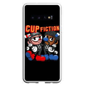 Чехол для Samsung Galaxy S10 с принтом CUP FICTION в Новосибирске, Силикон | Область печати: задняя сторона чехла, без боковых панелей | art | cartoon | cup | cuphead | devil | dice | fiction | game | king | mugman | pulp | the | арт | бос | босс | голова | демон | дьявол | игра | капхед | криминальное | магмен | мультик | мультфильм | платформер | чаша | чашка | человек | черт 