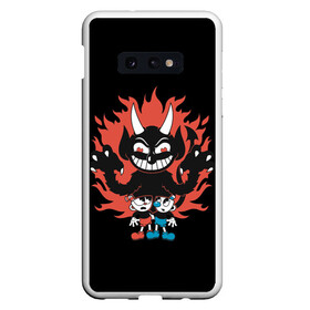 Чехол для Samsung S10E с принтом CUPHEAD в Новосибирске, Силикон | Область печати: задняя сторона чехла, без боковых панелей | art | cartoon | cup | cuphead | devil | dice | game | king | mugman | the | арт | бос | босс | голова | демон | дьявол | игра | капхед | магмен | мультик | мультфильм | платформер | чаша | чашка | человек | черт