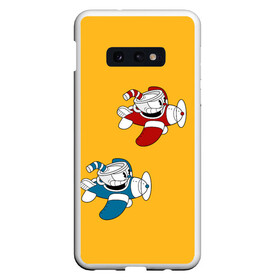 Чехол для Samsung S10E с принтом CUPHEAD в Новосибирске, Силикон | Область печати: задняя сторона чехла, без боковых панелей | art | cartoon | cup | cuphead | devil | dice | game | king | mugman | the | арт | бос | босс | голова | демон | дьявол | игра | капхед | магмен | мультик | мультфильм | платформер | чаша | чашка | человек | черт