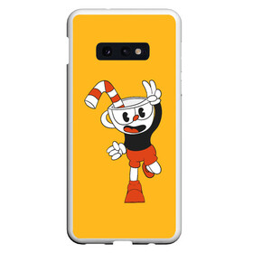 Чехол для Samsung S10E с принтом CUPHEAD в Новосибирске, Силикон | Область печати: задняя сторона чехла, без боковых панелей | art | cartoon | cup | cuphead | devil | dice | game | king | mugman | the | арт | бос | босс | голова | демон | дьявол | игра | капхед | магмен | мультик | мультфильм | платформер | чаша | чашка | человек | черт