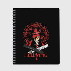 Тетрадь с принтом Hellsing в Новосибирске, 100% бумага | 48 листов, плотность листов — 60 г/м2, плотность картонной обложки — 250 г/м2. Листы скреплены сбоку удобной пружинной спиралью. Уголки страниц и обложки скругленные. Цвет линий — светло-серый
 | alexander | alucard | anderson | dracula | hellsing | integra | seras | victoria | walter | александр | алукард | андерсон | ван | виктория | винкль | ганс | гюнше | дракула | интегра | макс | монтана | рип | серас | уолтер | хеллсинг | шрёдин