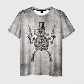 Мужская футболка 3D с принтом Стимпанк в Новосибирске, 100% полиэфир | прямой крой, круглый вырез горловины, длина до линии бедер | steam punk | steampank | steampunk | гранж | механизм | мода | ретро | стиль | стимпанк | шестеренка