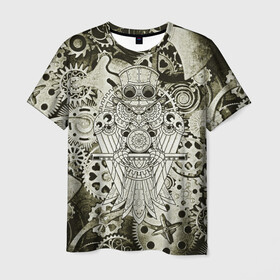 Мужская футболка 3D с принтом Стимпанк Сова в Новосибирске, 100% полиэфир | прямой крой, круглый вырез горловины, длина до линии бедер | steam punk | steampank | steampunk | гранж | механизм | мода | ретро | сова | стиль | стимпанк | шестеренка