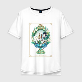 Мужская футболка хлопок Oversize с принтом Икона Венти в Новосибирске, 100% хлопок | свободный крой, круглый ворот, “спинка” длиннее передней части | арт | архонт ветра | барбатос | бог ветра | венти | дух ветра | милый парень | рисунок
