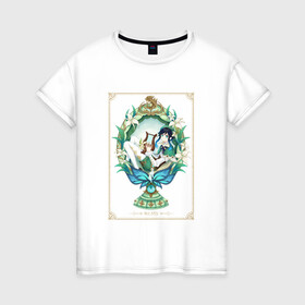 Женская футболка хлопок с принтом Икона Венти в Новосибирске, 100% хлопок | прямой крой, круглый вырез горловины, длина до линии бедер, слегка спущенное плечо | арт | архонт ветра | барбатос | бог ветра | венти | дух ветра | милый парень | рисунок