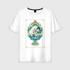 Женская футболка хлопок Oversize с принтом Икона Венти в Новосибирске, 100% хлопок | свободный крой, круглый ворот, спущенный рукав, длина до линии бедер
 | арт | архонт ветра | барбатос | бог ветра | венти | дух ветра | милый парень | рисунок