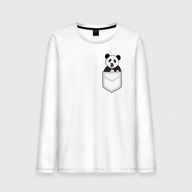 Мужской лонгслив хлопок с принтом Довольная Панда в Кармане в Новосибирске, 100% хлопок |  | Тематика изображения на принте: animals | beats | head | panda | pocket | в кармане | голова | животные | звери | лапки | любовь | панда | улыбка