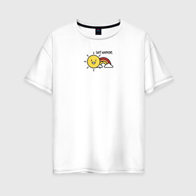 Женская футболка хлопок Oversize с принтом Shit Happens Дерьмо случается в Новосибирске, 100% хлопок | свободный крой, круглый ворот, спущенный рукав, длина до линии бедер
 | настроение | прикол | радость | радуга | смешная надпись | солнышко | счастье | юмор