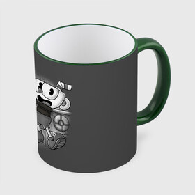 Кружка с принтом CUPHEAD в Новосибирске, керамика | ёмкость 330 мл | art | cartoon | cup | cuphead | devil | dice | game | king | mugman | the | арт | бос | босс | голова | демон | дьявол | игра | капхед | магмен | мультик | мультфильм | платформер | чаша | чашка | человек | черт