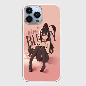 Чехол для iPhone 13 Pro Max с принтом Bunny Girl apricot в Новосибирске,  |  | Тематика изображения на принте: anime | aobuta | bunny | bunny girl | futaba | kaede | mai | nodoka | pfnds | rio | sakuta | shoko | аниме | анимэ | девочка зайка | зайка | каэдэ | комедия | маи | нодока | панда | рио | сакута | сёко | футаба | шоко