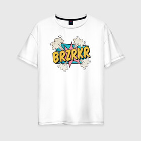 Женская футболка хлопок Oversize с принтом Brzrkr Берсерк в Новосибирске, 100% хлопок | свободный крой, круглый ворот, спущенный рукав, длина до линии бедер
 | berserker | brzrkr | аниме | берсерк | киану ривз
