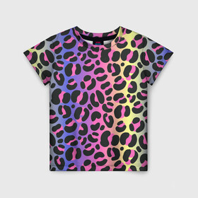 Детская футболка 3D с принтом Neon Leopard Pattern в Новосибирске, 100% гипоаллергенный полиэфир | прямой крой, круглый вырез горловины, длина до линии бедер, чуть спущенное плечо, ткань немного тянется | africa | afrika | gradient | summer | tropical | африка | африканский узор | градиент | леопард | леопардовый узор | лето | неон | неоновое свечение | паттерт | пятна | разные цвета | саванна | тропики | тропический узор