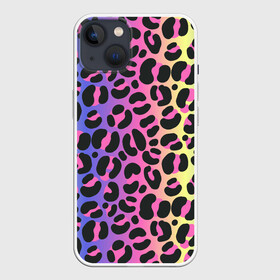 Чехол для iPhone 13 с принтом Neon Leopard Pattern в Новосибирске,  |  | africa | afrika | gradient | summer | tropical | африка | африканский узор | градиент | леопард | леопардовый узор | лето | неон | неоновое свечение | паттерт | пятна | разные цвета | саванна | тропики | тропический узор