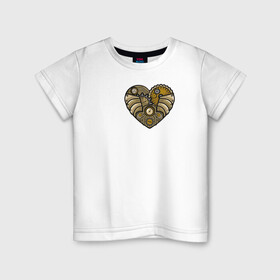 Детская футболка хлопок с принтом Steampunk Сердце в Новосибирске, 100% хлопок | круглый вырез горловины, полуприлегающий силуэт, длина до линии бедер | game | heart | steampunk | игры | механический | сердце | стимпанк | часы | шестеренки