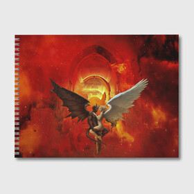 Альбом для рисования с принтом Ангел и демон в Новосибирске, 100% бумага
 | матовая бумага, плотность 200 мг. | ангел | демон | любовь | огонь | пламя | страсть