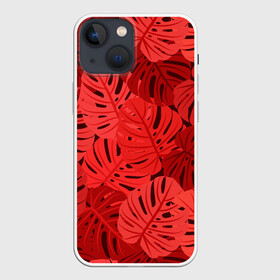 Чехол для iPhone 13 mini с принтом Тропические листья Монстера в Новосибирске,  |  | art | background | design | exotic | fabric | fashion | hawaii | illustration | jungle | leaf | monstera | nature | palm | pattern | plant | summer | texture | tree | tropical | vector | wallpaper | листья | монстера | паттерн | растение | тропика | узоры