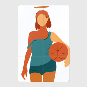 Магнитный плакат 2Х3 с принтом Красивая девушка с мячом. в Новосибирске, Полимерный материал с магнитным слоем | 6 деталей размером 9*9 см | баскетбол | векторная графика | девушка | день рождения | подарок | подарок парню