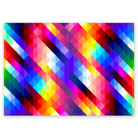 Поздравительная открытка с принтом Пиксельная радуга в Новосибирске, 100% бумага | плотность бумаги 280 г/м2, матовая, на обратной стороне линовка и место для марки
 | аннотация | квадрат | пиксели | радуга | ромб | цвета