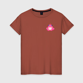 Женская футболка хлопок с принтом Маленькая Розовая лягушка в Новосибирске, 100% хлопок | прямой крой, круглый вырез горловины, длина до линии бедер, слегка спущенное плечо | единорог | животное | лягушка | персонаж | розовая лягушка