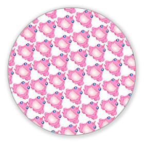 Коврик для мышки круглый с принтом Сказочная розовая лягушка в Новосибирске, резина и полиэстер | круглая форма, изображение наносится на всю лицевую часть | единорог | животное | лягушка | персонаж | сказка