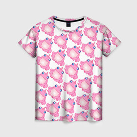 Женская футболка 3D с принтом Сказочная розовая лягушка в Новосибирске, 100% полиэфир ( синтетическое хлопкоподобное полотно) | прямой крой, круглый вырез горловины, длина до линии бедер | единорог | животное | лягушка | персонаж | сказка