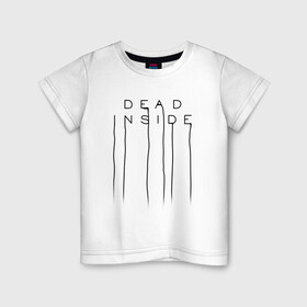 Детская футболка хлопок с принтом DEAD INSIDE | DEATH STRANDING  в Новосибирске, 100% хлопок | круглый вырез горловины, полуприлегающий силуэт, длина до линии бедер | dead inside | dont open | гуль | дед инсайт | дединсайт | дэд инсайт | дэдинсайт | интроверт | кен канеки | мертв внутри | мертвый внутри