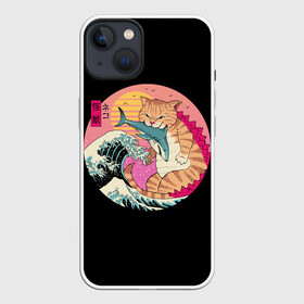 Чехол для iPhone 13 с принтом CATZILLA в Новосибирске,  |  | cat | cats | catzilla | godzilla | japan | kaiju | neko | ninja | retro | samurai | shark | wave | yakuza | акула | волна | годзилла | кайдзю | катана | кот | котенок | котзилла | коты | котэ | котята | кошка | неко | ниндзя | ретро | самурай | якудза