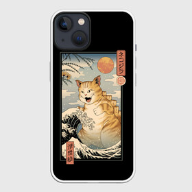 Чехол для iPhone 13 с принтом CATZILLA в Новосибирске,  |  | cat | cats | catzilla | godzilla | japan | kaiju | neko | ninja | retro | samurai | shark | wave | yakuza | акула | волна | годзилла | кайдзю | катана | кот | котенок | котзилла | коты | котэ | котята | кошка | неко | ниндзя | ретро | самурай | якудза
