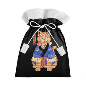 Подарочный 3D мешок с принтом Суши Мастер в Новосибирске, 100% полиэстер | Размер: 29*39 см | Тематика изображения на принте: cat | cats | japan | master | ninja | samurai | sushi | yakuza | катана | кот | котенок | коты | котэ | котята | кошка | мастер | ниндзя | самурай | суши | якудза | япония