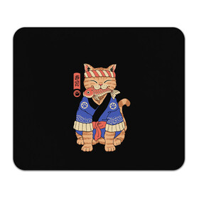 Коврик для мышки прямоугольный с принтом Суши Мастер в Новосибирске, натуральный каучук | размер 230 х 185 мм; запечатка лицевой стороны | cat | cats | japan | master | ninja | samurai | sushi | yakuza | катана | кот | котенок | коты | котэ | котята | кошка | мастер | ниндзя | самурай | суши | якудза | япония