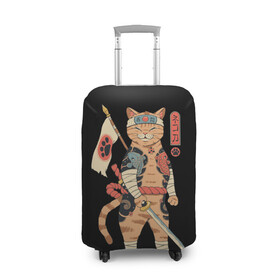 Чехол для чемодана 3D с принтом Shogun Cat в Новосибирске, 86% полиэфир, 14% спандекс | двустороннее нанесение принта, прорези для ручек и колес | cat | cats | japan | ninja | samurai | shogun | yakuza | катана | кот | котенок | коты | котэ | котята | кошка | ниндзя | самурай | сёгун | якудза | япония