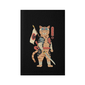 Обложка для паспорта матовая кожа с принтом Shogun Cat в Новосибирске, натуральная матовая кожа | размер 19,3 х 13,7 см; прозрачные пластиковые крепления | cat | cats | japan | ninja | samurai | shogun | yakuza | катана | кот | котенок | коты | котэ | котята | кошка | ниндзя | самурай | сёгун | якудза | япония
