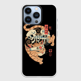 Чехол для iPhone 13 Pro с принтом Cat of Death в Новосибирске,  |  | Тематика изображения на принте: cat | cats | death | japan | ninja | samurai | shogun | skull | yakuza | катана | кот | котенок | коты | котэ | котята | кошка | ниндзя | самурай | сёгун | череп | якудза | япония