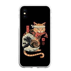 Чехол для iPhone XS Max матовый с принтом Cat Wave в Новосибирске, Силикон | Область печати: задняя сторона чехла, без боковых панелей | Тематика изображения на принте: cat | cats | japan | ninja | samurai | shogun | wave | yakuza | волна | катана | кот | котенок | коты | котэ | котята | кошка | ниндзя | самурай | сёгун | якудза | япония