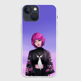 Чехол для iPhone 13 mini с принтом ANIME GIRL в Новосибирске,  |  | anime | girl | loli | аниме | аниме девушка | анимэ | арт | градиент | девочка | девушка | дизайн | женщина | краски | красотка | лоли | милашка | милая | мода | облака | розовые волосы | розовый | стерва | стиль