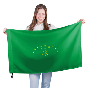 Флаг 3D с принтом Адыгея в Новосибирске, 100% полиэстер | плотность ткани — 95 г/м2, размер — 67 х 109 см. Принт наносится с одной стороны | adygeysk | maykop | republic of adygea | майкоп | республика адыгея