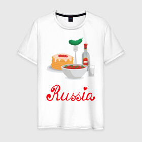 Мужская футболка хлопок с принтом Патриот России в Новосибирске, 100% хлопок | прямой крой, круглый вырез горловины, длина до линии бедер, слегка спущенное плечо. | люблю свою родину | патриот | патриотизм | преданный отчизне | родина | россия | я люблю россию
