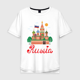 Мужская футболка хлопок Oversize с принтом Патриот России в Новосибирске, 100% хлопок | свободный крой, круглый ворот, “спинка” длиннее передней части | люблю свою родину | патриот | патриотизм | преданный отчизне | родина | россия | я люблю россию