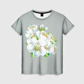Женская футболка 3D с принтом Весна в Новосибирске, 100% полиэфир ( синтетическое хлопкоподобное полотно) | прямой крой, круглый вырез горловины, длина до линии бедер | лепестки | распустились | цветение | цветы | яблоня