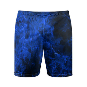 Мужские шорты спортивные с принтом Blue Fire в Новосибирске,  |  | Тематика изображения на принте: fire | flame | smoke | огонь | пламя
