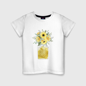Детская футболка хлопок с принтом ПАРФЮМ ИЗ ЦВЕТОВ в Новосибирске, 100% хлопок | круглый вырез горловины, полуприлегающий силуэт, длина до линии бедер | букет | ветви | веточки | духи | запах | лепестки | лепесток | мороженное | парфюм | цветочки | цветочный | цветы