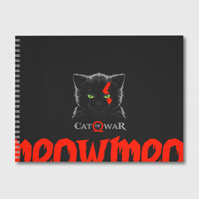 Альбом для рисования с принтом Cat of war в Новосибирске, 100% бумага
 | матовая бумага, плотность 200 мг. | cat | gad of war | game | games | god of war | god of wor | атрей | атрэй | бог войны | игра | игры | кот | котёнок | кошки | кратос