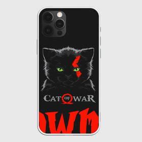 Чехол для iPhone 12 Pro с принтом Cat of war в Новосибирске, силикон | область печати: задняя сторона чехла, без боковых панелей | cat | gad of war | game | games | god of war | god of wor | атрей | атрэй | бог войны | игра | игры | кот | котёнок | кошки | кратос