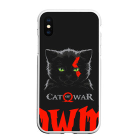 Чехол для iPhone XS Max матовый с принтом Cat of war в Новосибирске, Силикон | Область печати: задняя сторона чехла, без боковых панелей | cat | gad of war | game | games | god of war | god of wor | атрей | атрэй | бог войны | игра | игры | кот | котёнок | кошки | кратос