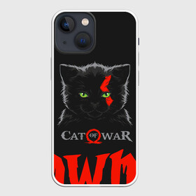 Чехол для iPhone 13 mini с принтом Cat of war в Новосибирске,  |  | cat | gad of war | game | games | god of war | god of wor | атрей | атрэй | бог войны | игра | игры | кот | котёнок | кошки | кратос