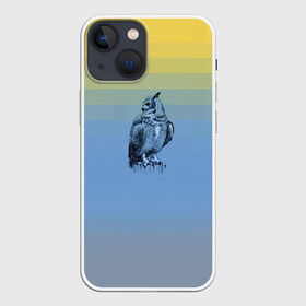 Чехол для iPhone 13 mini с принтом филин в Новосибирске,  |  | color2021 | illuminating | pantone | ultimate grey | yellow | желтый | природа | путешествия | серый | сова