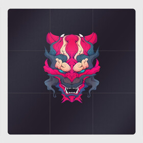 Магнитный плакат 3Х3 с принтом Японский дьявол в Новосибирске, Полимерный материал с магнитным слоем | 9 деталей размером 9*9 см | дьявол | закат | иньйань | иньянь | катана | катаны | самураи | самурай | япония | японское