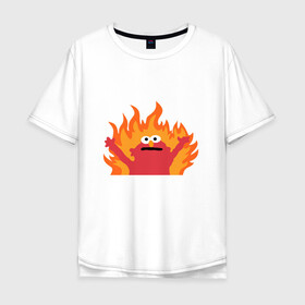 Мужская футболка хлопок Oversize с принтом маппет в Новосибирске, 100% хлопок | свободный крой, круглый ворот, “спинка” длиннее передней части | fire | muppet | маппет | огонь | улица сезам | элмо