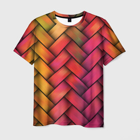 Мужская футболка 3D с принтом Сплетение в Новосибирске, 100% полиэфир | прямой крой, круглый вырез горловины, длина до линии бедер | молодежное | пестрое | плетенка | счастье | хайп | цветное