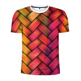 Мужская футболка 3D спортивная с принтом Сплетение в Новосибирске, 100% полиэстер с улучшенными характеристиками | приталенный силуэт, круглая горловина, широкие плечи, сужается к линии бедра | молодежное | пестрое | плетенка | счастье | хайп | цветное